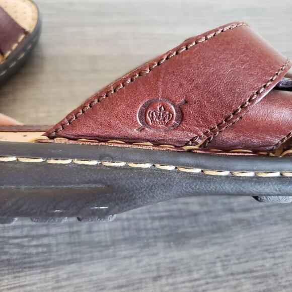 Born Leather Fisherman Slide Sandals Brown Size Women's 9 Comfort Slip-On - Picture 8 of 11